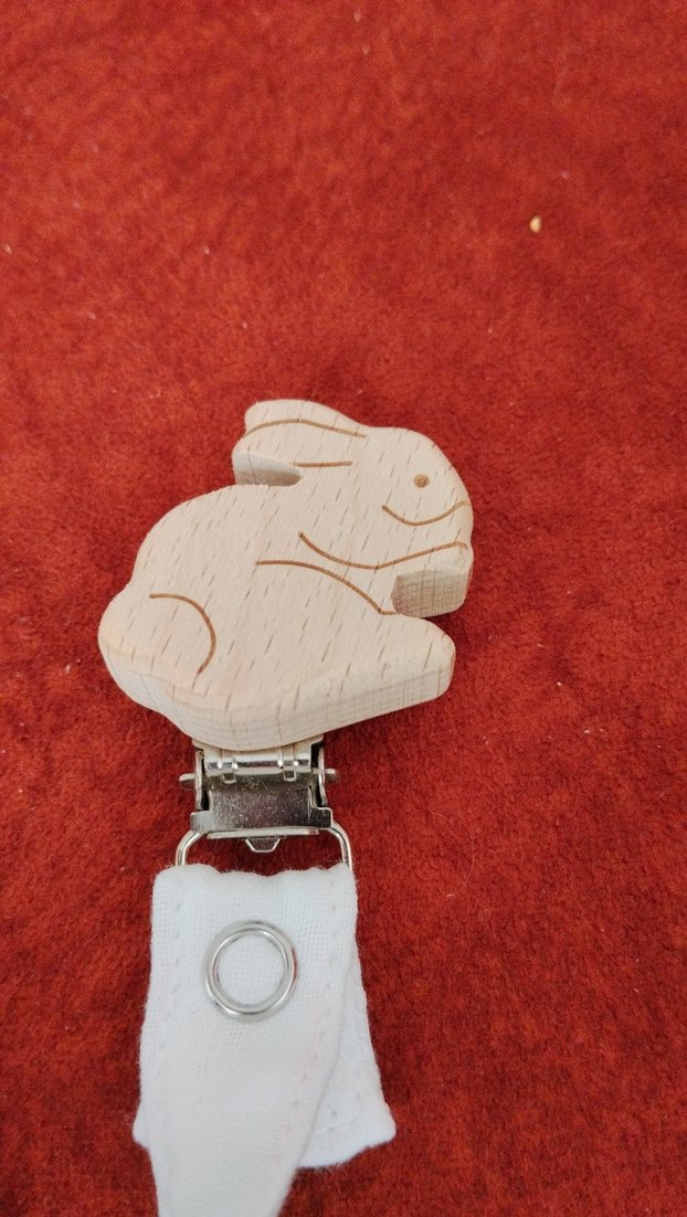 Ahşap Figürlü Beyaz emzik askısı - Görsel 2