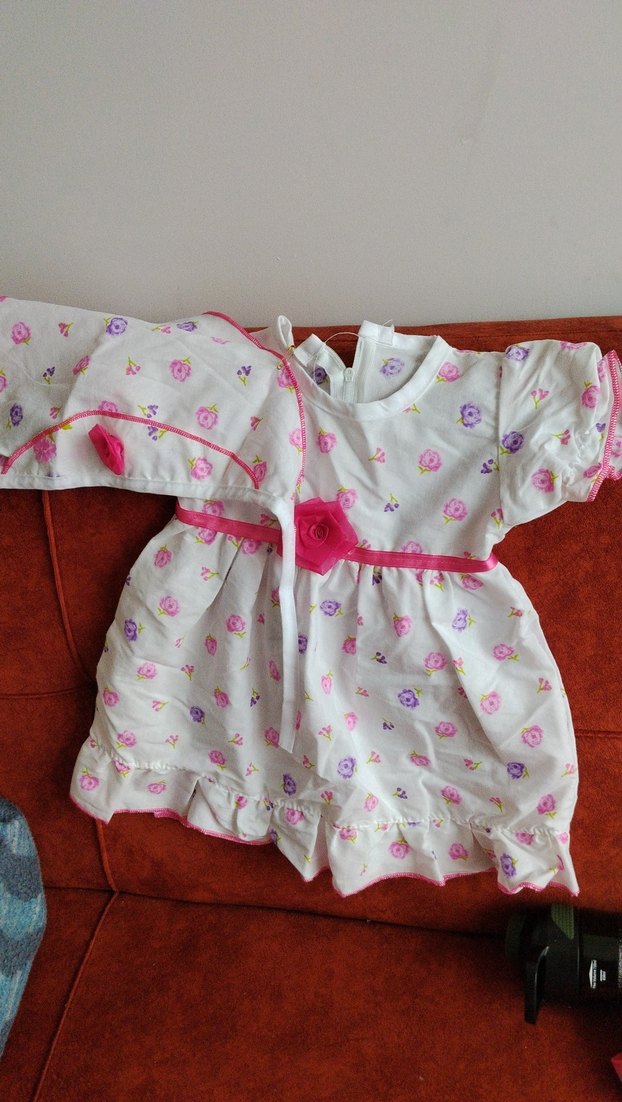 Çiçek Desenli Kız Çocuk Elbisesi bandana - Görsel 3