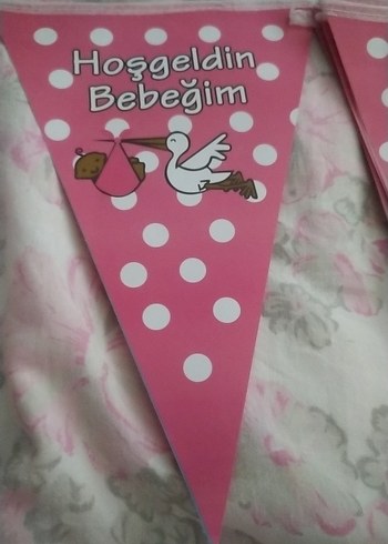 Pembe Hoşgeldin Bebeğim Parti Bayrağı - Görsel 2