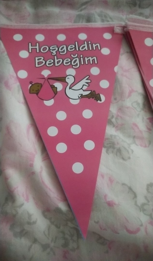 Pembe Hoşgeldin Bebeğim Parti Bayrağı - Görsel 2