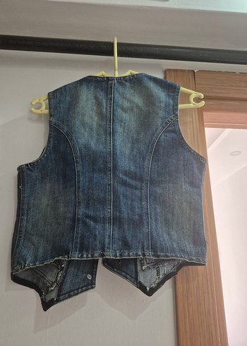 Diğer Düğmeli Kot Yelek Kadın Mavi