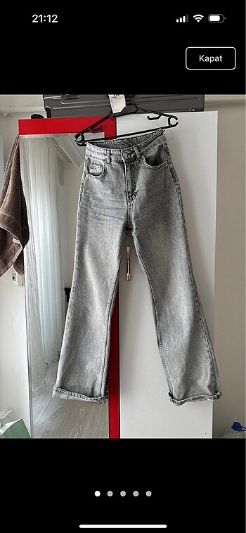 Gri yüksek bel wide leg jean