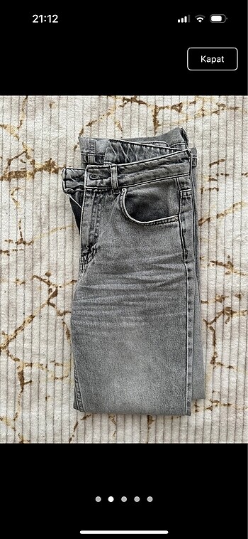 32 Beden gri Renk Gri yüksek bel wide leg jean