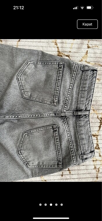 32 Beden Gri yüksek bel wide leg jean