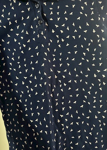 Lacivert Desenli Hamile Polo Tişört - Görsel 2