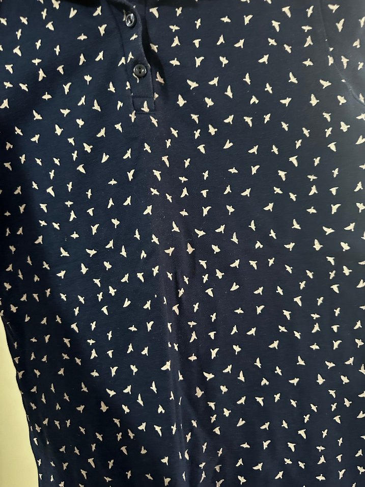 Lacivert Desenli Hamile Polo Tişört - Görsel 2