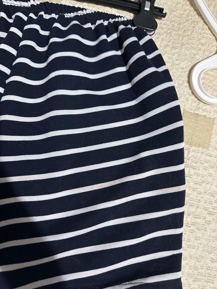 Lacivert Çizgili Hamile Mini Şort - Görsel 4