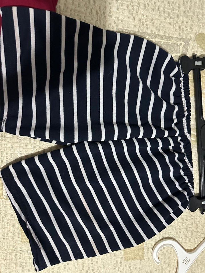 Lacivert Çizgili Hamile Mini Şort - Görsel 3