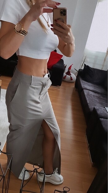 Zara uzun yırtmaçlı etek