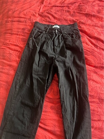 Pull and bear siyah mom jeans