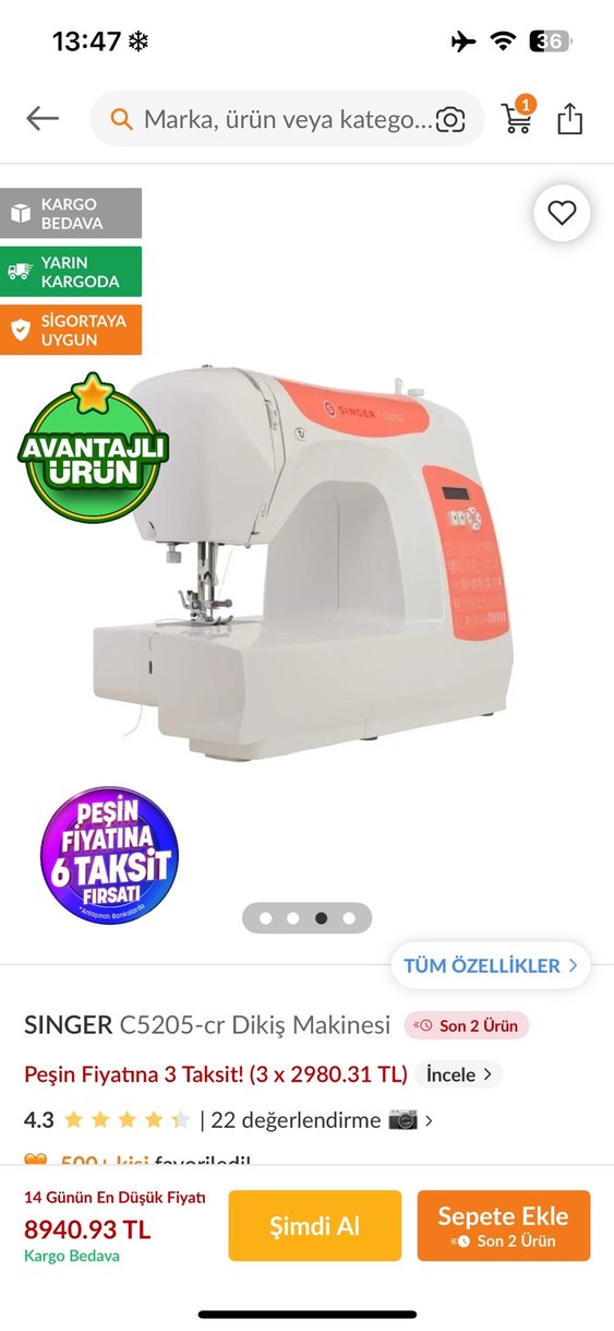 SINGER C5205-cr Renkli Dikiş Makinesi - Görsel 2