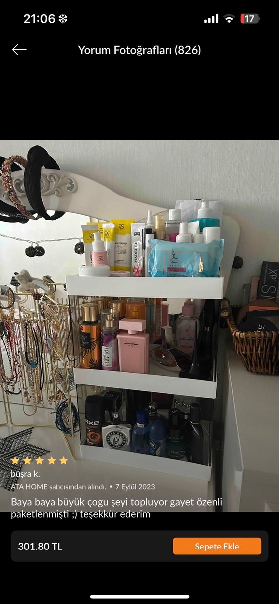 Gri ve Beyaz 3 Katlı Makyaj Organizer - Görsel 4