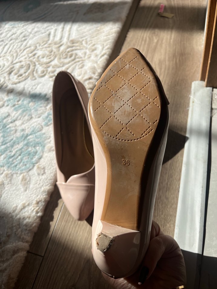 Bej Pile Detaylı Kadın Topuklu Ayakkabı - Görsel 3