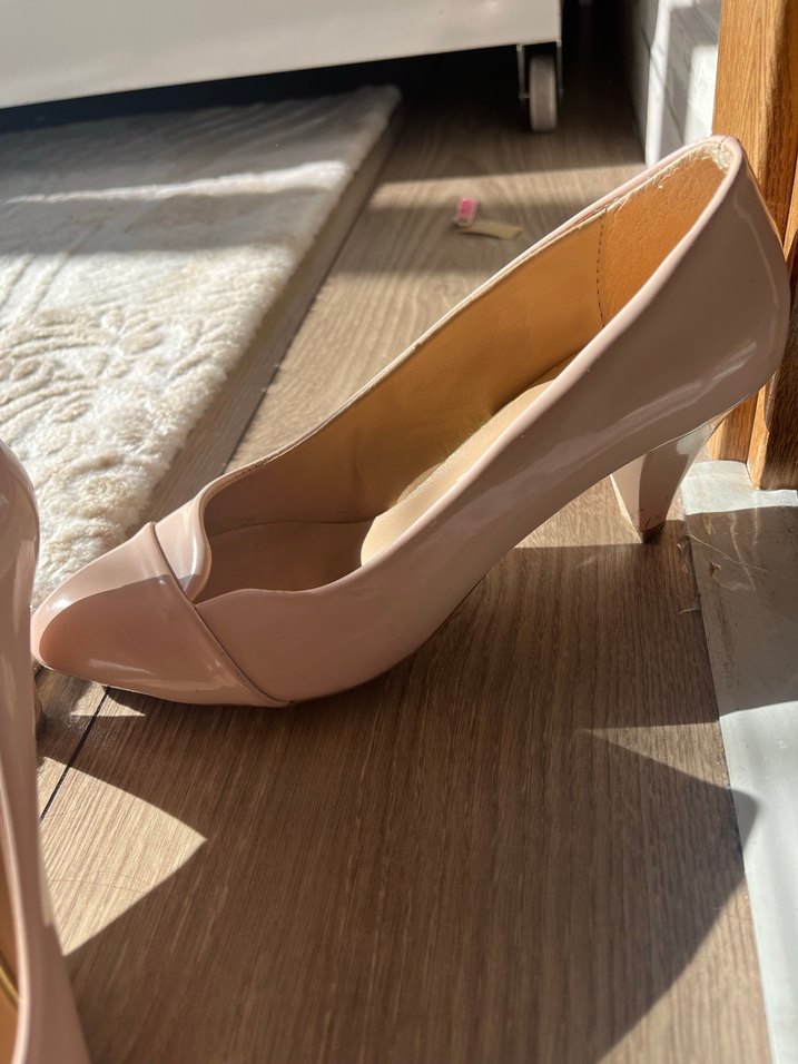 Bej Pile Detaylı Kadın Topuklu Ayakkabı - Görsel 2