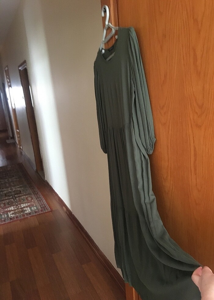 Haki Yeşili Midi Boy Elbise - Görsel 4