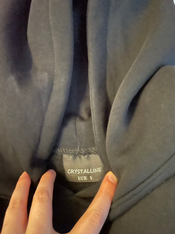 Crystalline Unisex Siyah Kapüşonlu Sweatshirt Oversize - Görsel 3