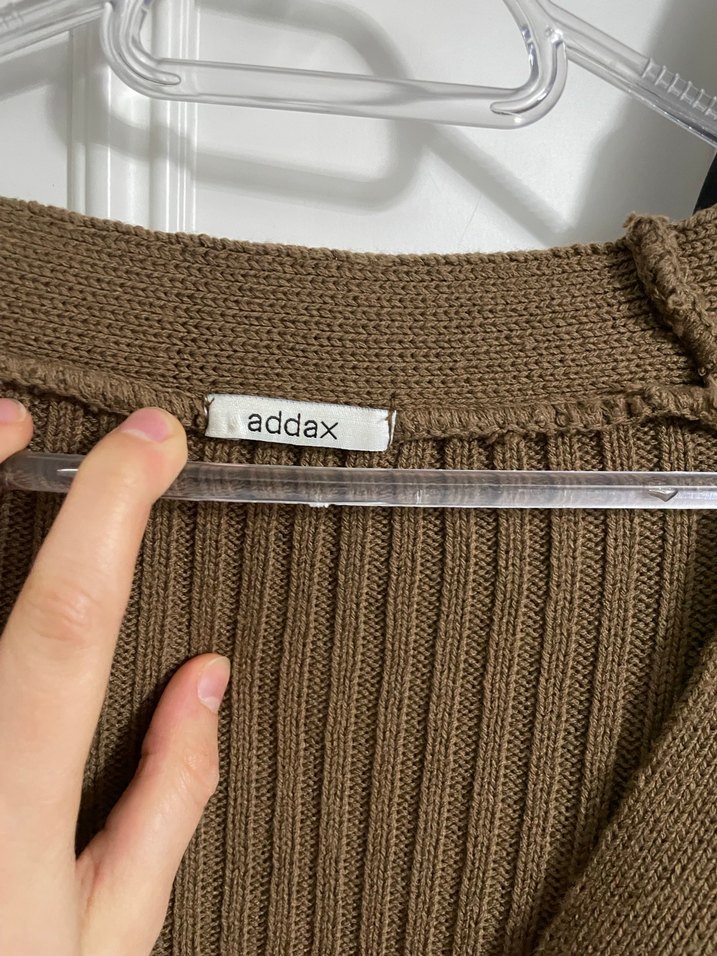 Addax Kahverengi V Yaka Triko Kadın Hırka - Görsel 2
