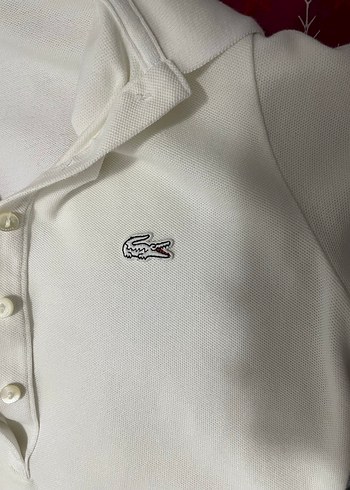 Lacoste Kadın beyaz kısa kollu pamuklu polo tişört - Görsel 2