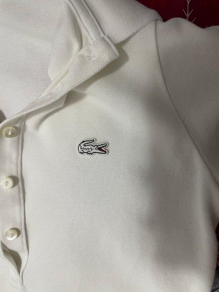 Lacoste Kadın beyaz kısa kollu pamuklu polo tişört - Görsel 2