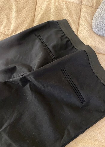 Beli lastikli siyah kumaş pantolon - Görsel 3