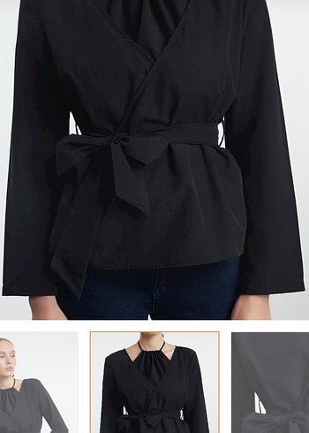 Siyah bağlamalı bluz - Görsel 2