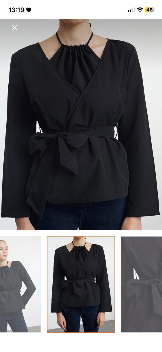 Siyah bağlamalı bluz - Görsel 2