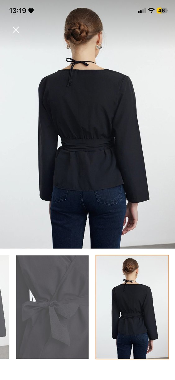Siyah bağlamalı bluz - Görsel 3
