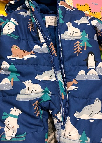 Renkli Baskılı Erkek Bebek Mont Tulum - Görsel 3