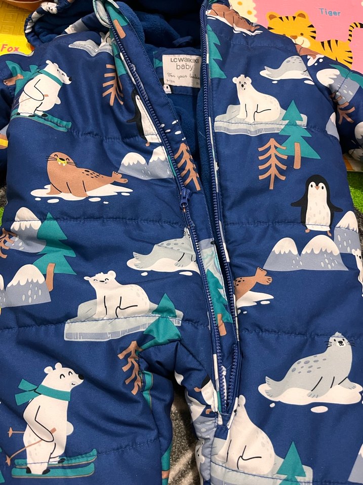 Renkli Baskılı Erkek Bebek Mont Tulum - Görsel 3