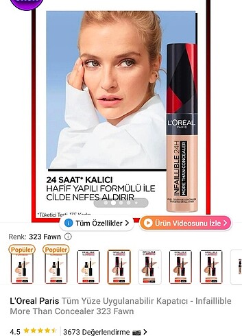 Beden Renk L'Oreal paris kapatıcı 24 saat kalıcı