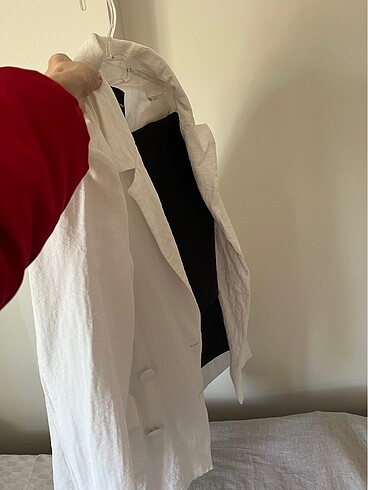 Beyaz keten blazer ceket