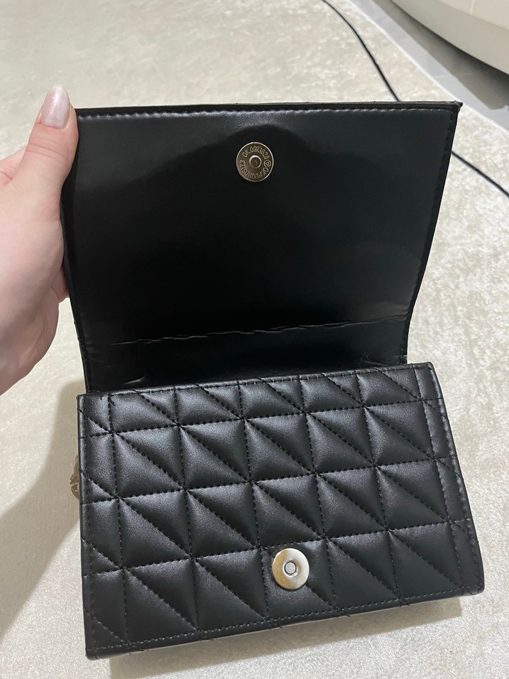 Zincir Detaylı Siyah Deri Kadın Çanta - Görsel 3