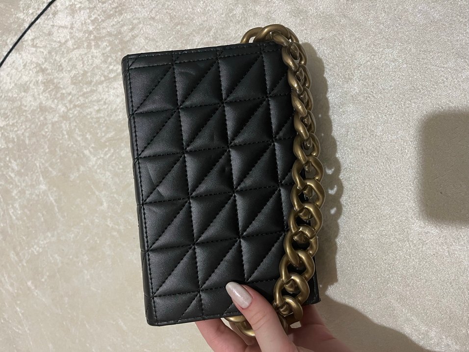 Zincir Detaylı Siyah Deri Kadın Çanta - Görsel 2