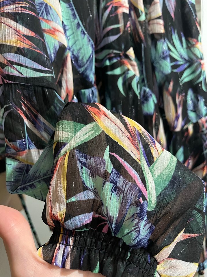 Bohem Uzun Kollu Piliseli Kadın Bluz - Görsel 2