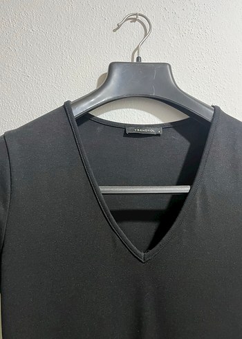 Siyah V Yaka Midi Kadın Elbise - Görsel 2