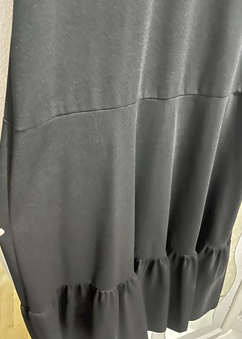 Siyah V Yaka Midi Kadın Elbise - Görsel 3