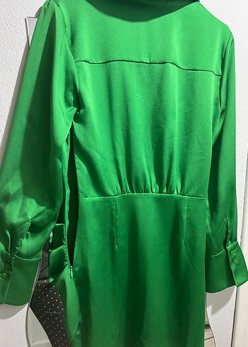 Yeşil Drapeli Midi Kadın Elbise - Görsel 4