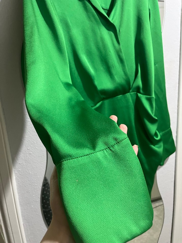 Yeşil Drapeli Midi Kadın Elbise - Görsel 3