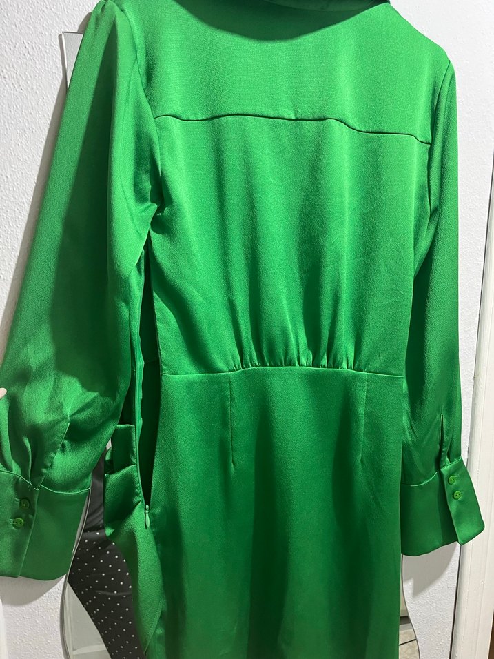 Yeşil Drapeli Midi Kadın Elbise - Görsel 4