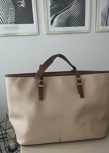 Bej Deri Kadın Omuz Çantası - Görsel 4