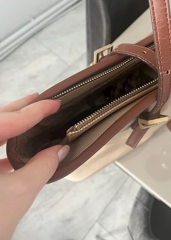 Bej Deri Kadın Omuz Çantası - Görsel 3