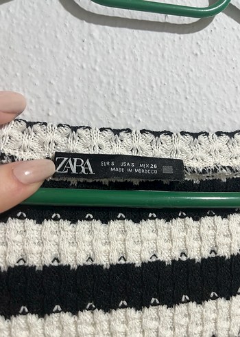 Çizgili zara Siyah Triko Midi Elbise - Görsel 3