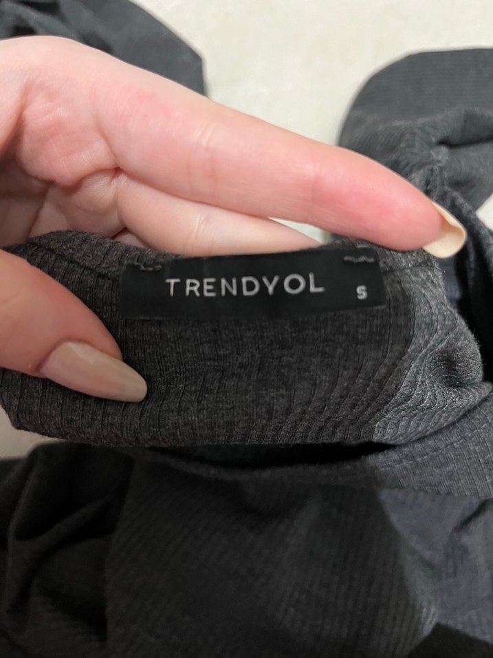 Siyah boyunlu Uzun Kollu Denim Mini Elbise - Görsel 3