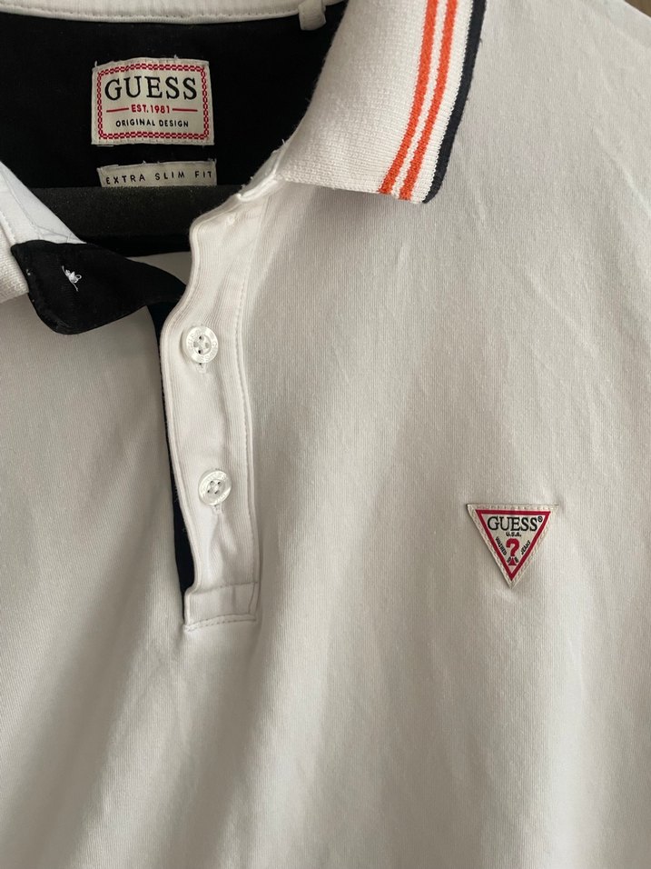 Guess Beyaz Düğmeli Erkek Polo Tişört sorunsuz - Görsel 3