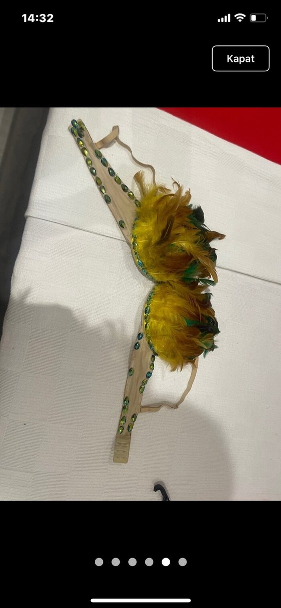 Renkli taşlı. tüylü festival için özel hazırlanmış büstiyer - Görsel 4