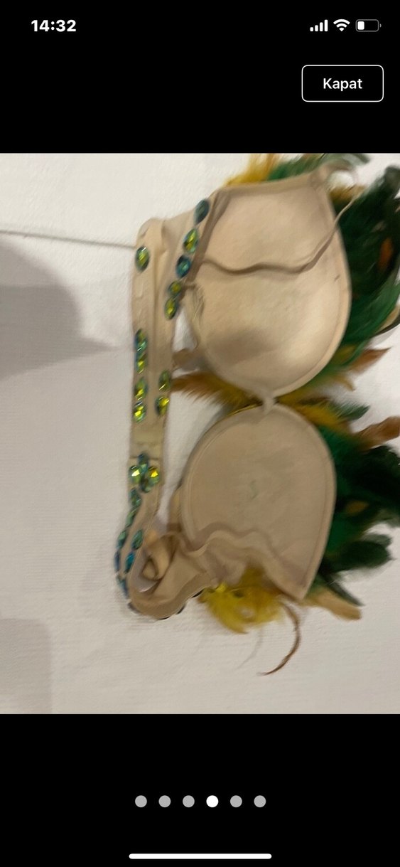 Renkli taşlı. tüylü festival için özel hazırlanmış büstiyer - Görsel 5