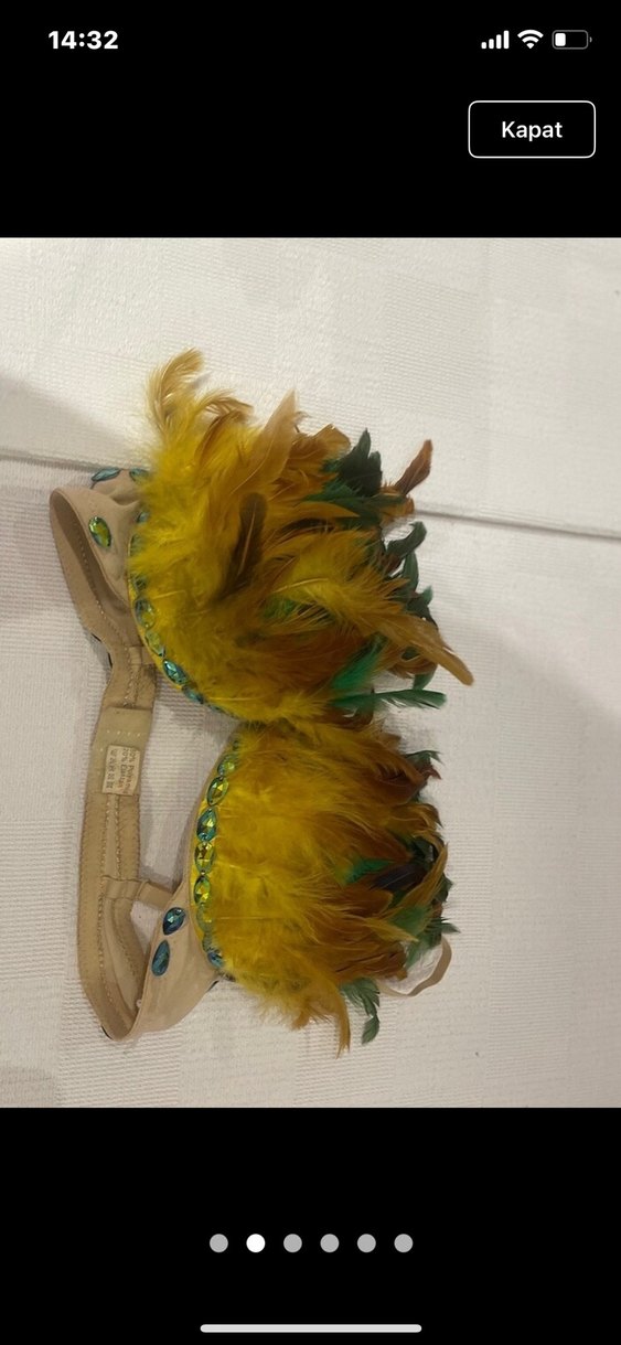 Renkli taşlı. tüylü festival için özel hazırlanmış büstiyer - Görsel 2