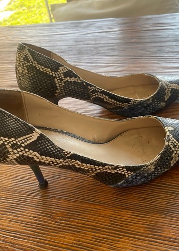 Mavi Yılan Desenli Stiletto Kadın Ayakkabı - Görsel 4