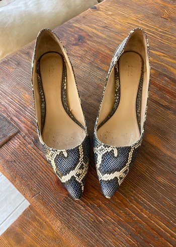 Mavi Yılan Desenli Stiletto Kadın Ayakkabı - Görsel 2