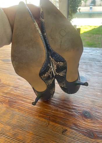 Mavi Yılan Desenli Stiletto Kadın Ayakkabı - Görsel 3